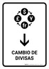 Currency Exchange With Down Arrow White Spanish Portrait - Wall Sign