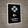Currency Exchange With Left Arrow Black Spanish Portrait - Wall Sign