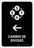 Currency Exchange With Left Arrow Black Spanish Portrait - Wall Sign