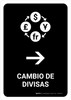 Currency Exchange With Right Arrow Black Spanish Portrait - Wall Sign Currency Exchange With Right Arrow Black Spanish Portrait - Wall Sign