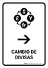 Currency Exchange With Right Arrow White Spanish Portrait - Wall Sign