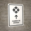 Currency Exchange With Up Arrow White Spanish Portrait - Wall Sign