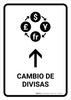 Currency Exchange With Up Arrow White Spanish Portrait - Wall Sign