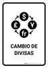 Currency Exchange White Spanish Portrait - Wall Sign