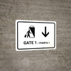 Gate 1 With Down Arrow White Bilingual Spanish Landscape - Wall Sign Gate 1 With Down Arrow White Bilingual Spanish Landscape - Wall Sign
