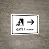 Gate 1 With Right Arrow White Bilingual Landscape - Wall Sign