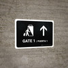 Gate 1 With Up Arrow Black Bilingual Landscape - Wall Sign Gate 1 With Up Arrow Black Bilingual Landscape - Wall Sign