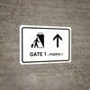 Gate 1 With Up Arrow White Bilingual Spanish Landscape - Wall Sign