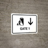 Gate 1 With Down Arrow White Landscape - Wall Sign
