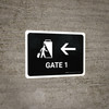 Gate 1 With Left Arrow Black Landscape - Wall Sign