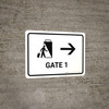 Gate 1 With Right Arrow White Landscape - Wall Sign
