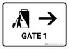 Gate 1 With Right Arrow White Landscape - Wall Sign