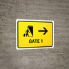 Gate 1 With Right Arrow Yellow Landscape - Wall Sign Gate 1 With Right Arrow Yellow Landscape - Wall Sign