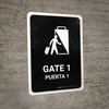 Gate 1 Black Bilingual Spanish Portrait - Wall Sign