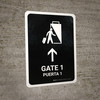 Gate 1 With Up Arrow Black Bilingual Spanish Portrait - Wall Sign