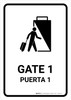 Gate 1 White Bilingual Spanish Portrait - Wall Sign