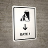 Gate 1 With Down Arrow White Portrait - Wall Sign