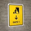 Gate 1 With Down Arrow Yellow Portrait - Wall Sign