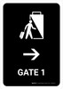 Gate 1 With Right Arrow Black Portrait - Wall Sign Gate 1 With Right Arrow Black Portrait - Wall Sign