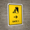Gate 1 With Right Arrow Yellow Portrait - Wall Sign