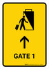 Gate 1 With Up Arrow Yellow Portrait - Wall Sign