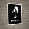 Gate 1 With Down Arrow Black Spanish Portrait - Wall Sign