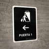Gate 1 With Left Arrow Black Spanish Portrait - Wall Sign