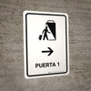 Gate 1 With Right Arrow White Spanish Portrait - Wall Sign