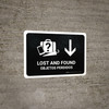 Lost And Found With Down Arrow Black Bilingual Spanish Landscape - Wall Sign