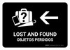Lost And Found With Left Arrow Black Bilingual Spanish Landscape - Wall Sign