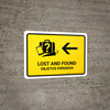 Lost And Found With Left Arrow Yellow Bilingual Spanish Landscape - Wall Sign