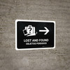 Lost And Found With Right Arrow Black Bilingual Landscape - Wall Sign