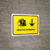 Lost And Found With Down Arrow Yellow Spanish Landscape - Wall Sign