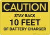 Caution: Stay Back 10 Feet Of Battery Charger - Wall Sign
