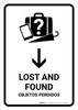 Lost And Found With Down Arrow White Bilingual Spanish Portrait - Wall Sign Lost And Found With Down Arrow White Bilingual Spanish Portrait - Wall Sign