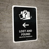 Lost And Found With Left Arrow Black Bilingual Portrait - Wall Sign