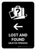Lost And Found With Left Arrow Black Bilingual Portrait - Wall Sign