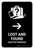 Lost And Found With Right Arrow Black Bilingual Spanish Portrait - Wall Sign