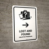 Lost And Found With Right Arrow White Bilingual Portrait - Wall Sign