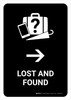 Lost And Found With Right Arrow Black Portrait - Wall Sign