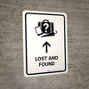 Lost And Found With Up Arrow White Portrait - Wall Sign