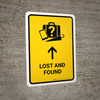Lost And Found With Up Arrow Yellow Portrait - Wall Sign
