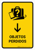 Lost And Found With Down Arrow Yellow Spanish Portrait - Wall Sign