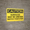 Caution: Surfaces May Be Uneven - Wall Sign
