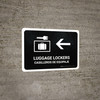 Luggage Lockers With Left Arrow Black Bilingual Spanish Landscape - Wall Sign
