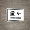 Luggage Lockers With Left Arrow White Bilingual Spanish Landscape - Wall Sign