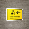 Luggage Lockers With Left Arrow Yellow Bilingual Spanish Landscape - Wall Sign