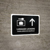 Luggage Lockers With Uparrow Black Bilingual Landscape - Wall Sign