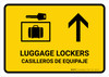 Luggage Lockers With Uparrow Yellow Bilingual Spanish Landscape - Wall Sign Luggage Lockers With Uparrow Yellow Bilingual Spanish Landscape - Wall Sign