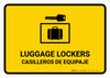 Luggage Lockers Yellow Bilingual Spanish Landscape - Wall Sign